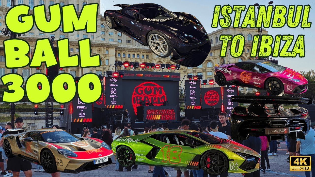 GUMBALL 3000 Bucharest: 5.000.000 $ Koenigsegg Jesko, FORD GT, LAMBORGHINI, FERRARI, PORSCHE 4K