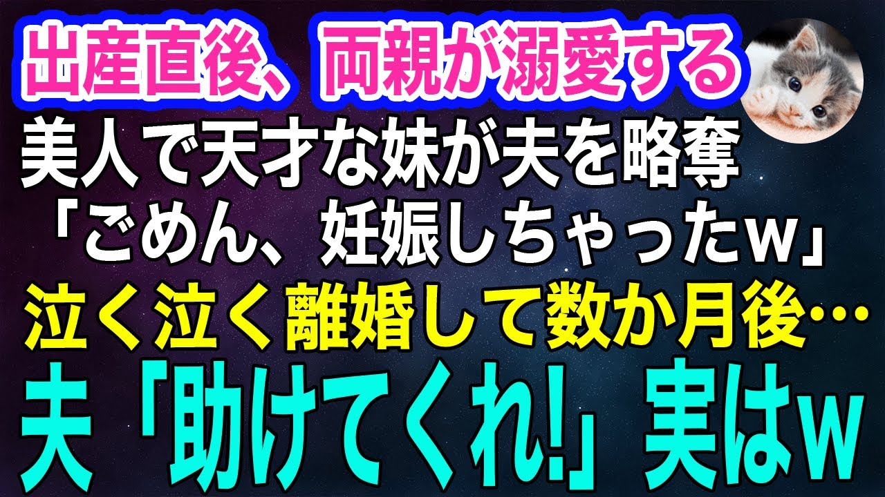 出産直後、20歳の美人な妹が夫を略奪「妊娠しちゃったｗ」妹を溺愛する両親「お前の夫は妹に譲れ」→離婚して数か月後…夫「頼む！助けてくれ」実はｗ【スカッとする話・年金シニア生活】