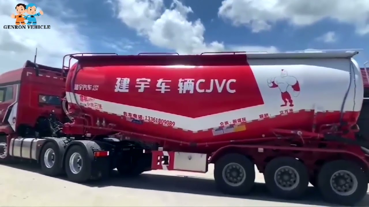 Beautiful sky and beautiful cement tanker semi trailer from Qingdao Genron Vehicle