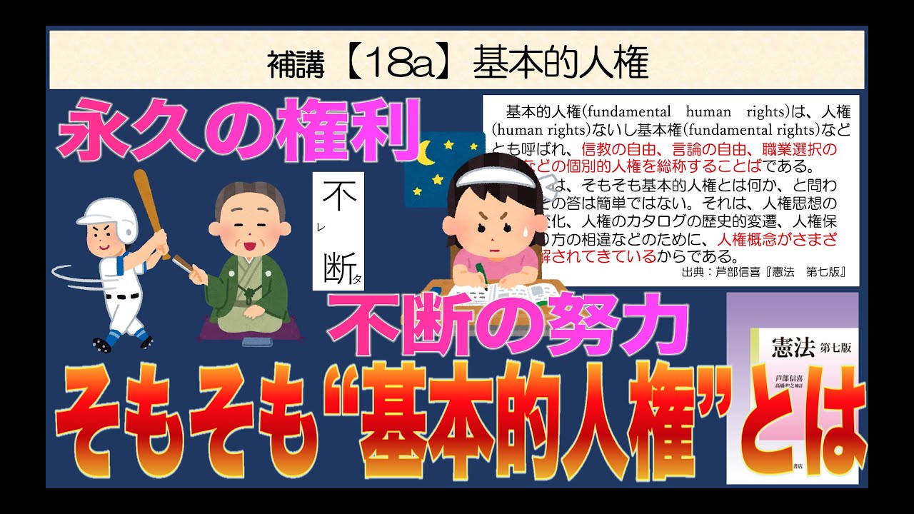 公共の補講【18a】基本的人権【そもそも基本的人権とは？ 永久の権利 不断の努力】