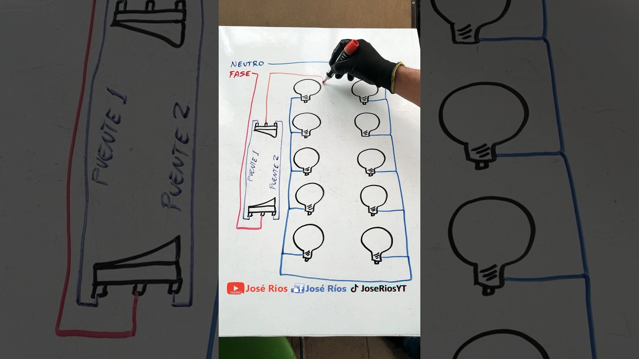 💡 10 lamparas en paralelo con 2 interruptores de 3 vías en circuito conmutable #joserios