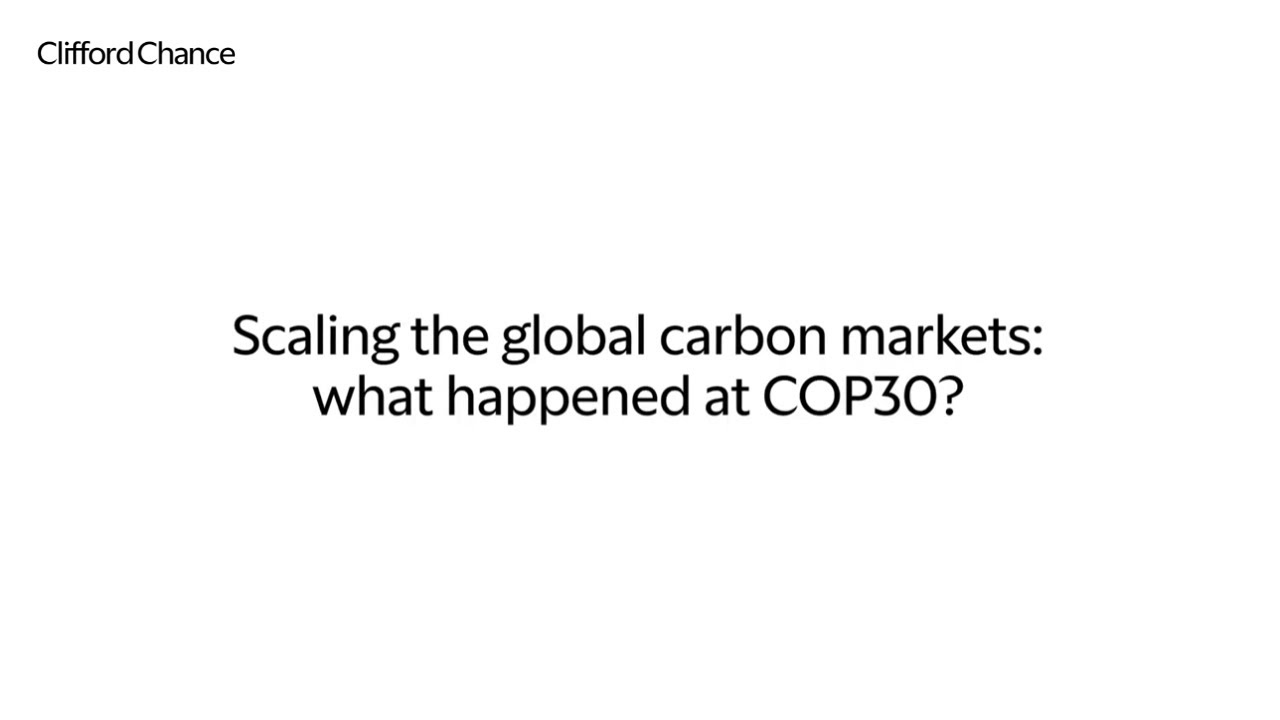 Scaling the global carbon markets: what happened at COP30? | CLIFFORD CHANCE