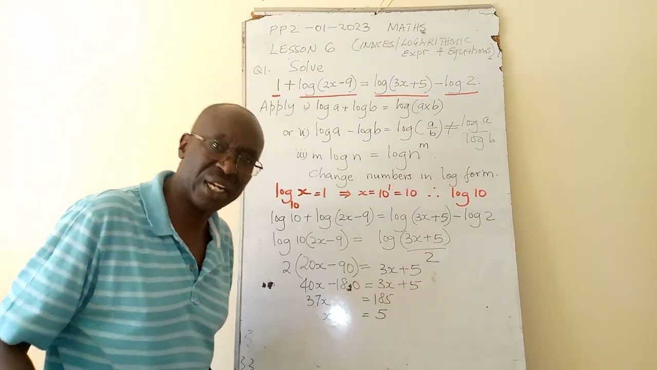 PP2 01 2023 Lesson 6 logarithmic expressions and equations