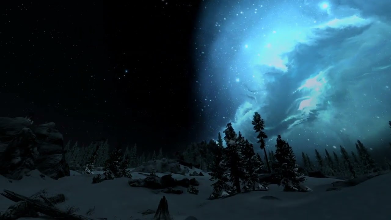 PS4 Skyrim (MOD有り) NATとAtlantis Galaxy and Stars の夜