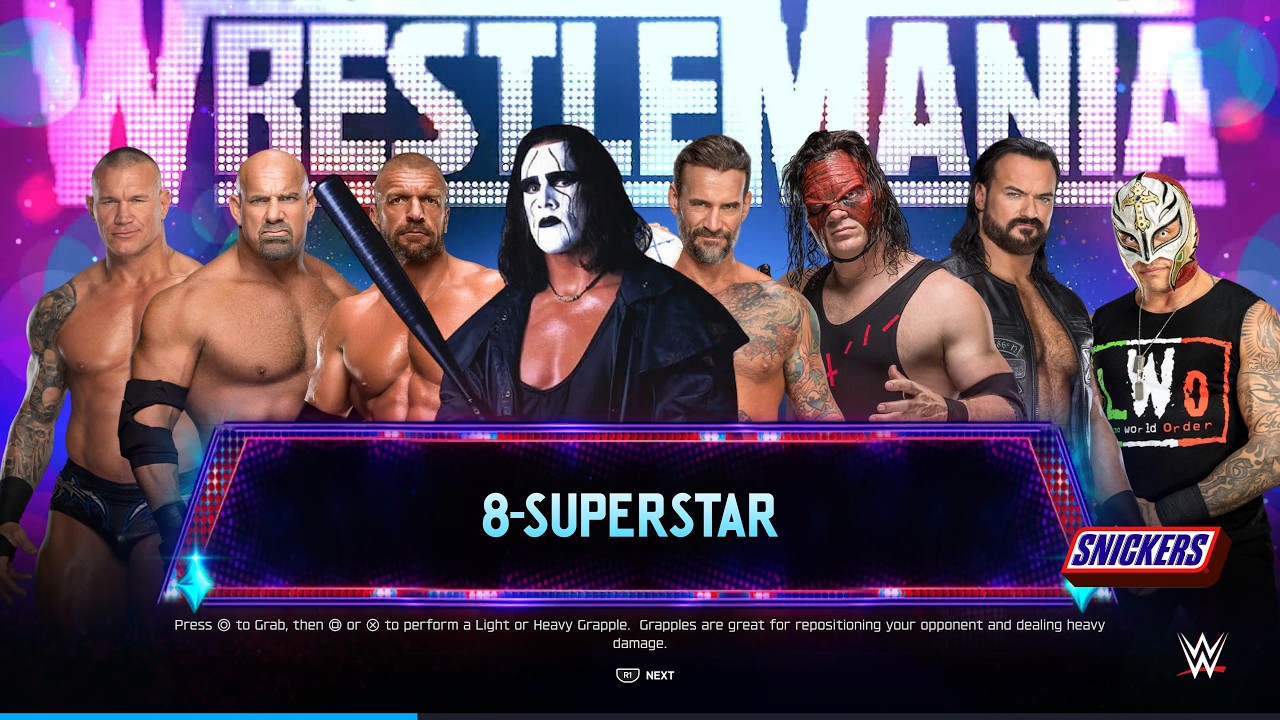 Orton vs. Triple H vs. Goldberg vs. Kane vs. Sting vs. CM Punk vs. Drew McIntyre vs. Rey Mysterio