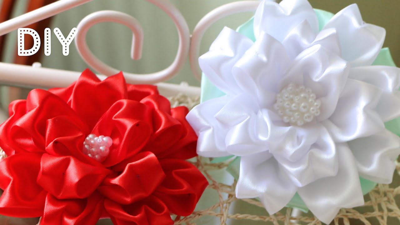 Бант Цветок из ленты. Мастер-класс / Tutorial: Ribbon Bow-Flower/ Kanzashi DIY