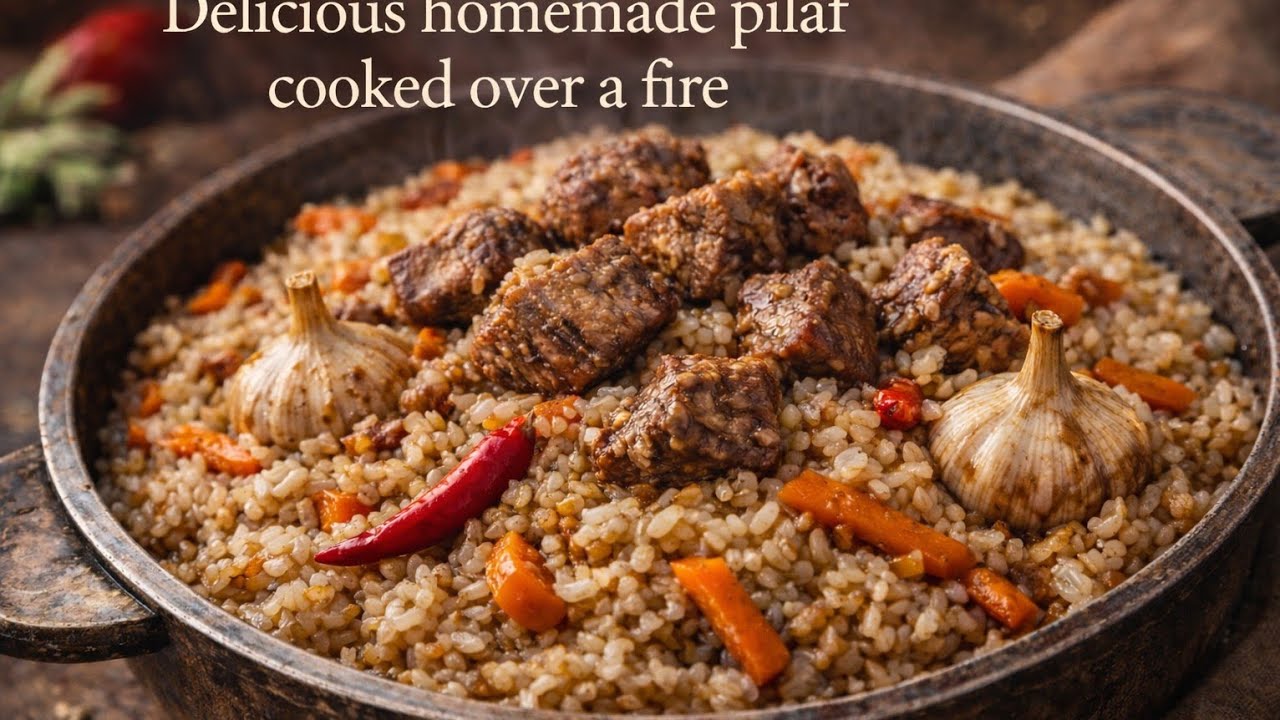 Homemade Pilaf Cooked on Open Fire | Silent Cooking | No Talking