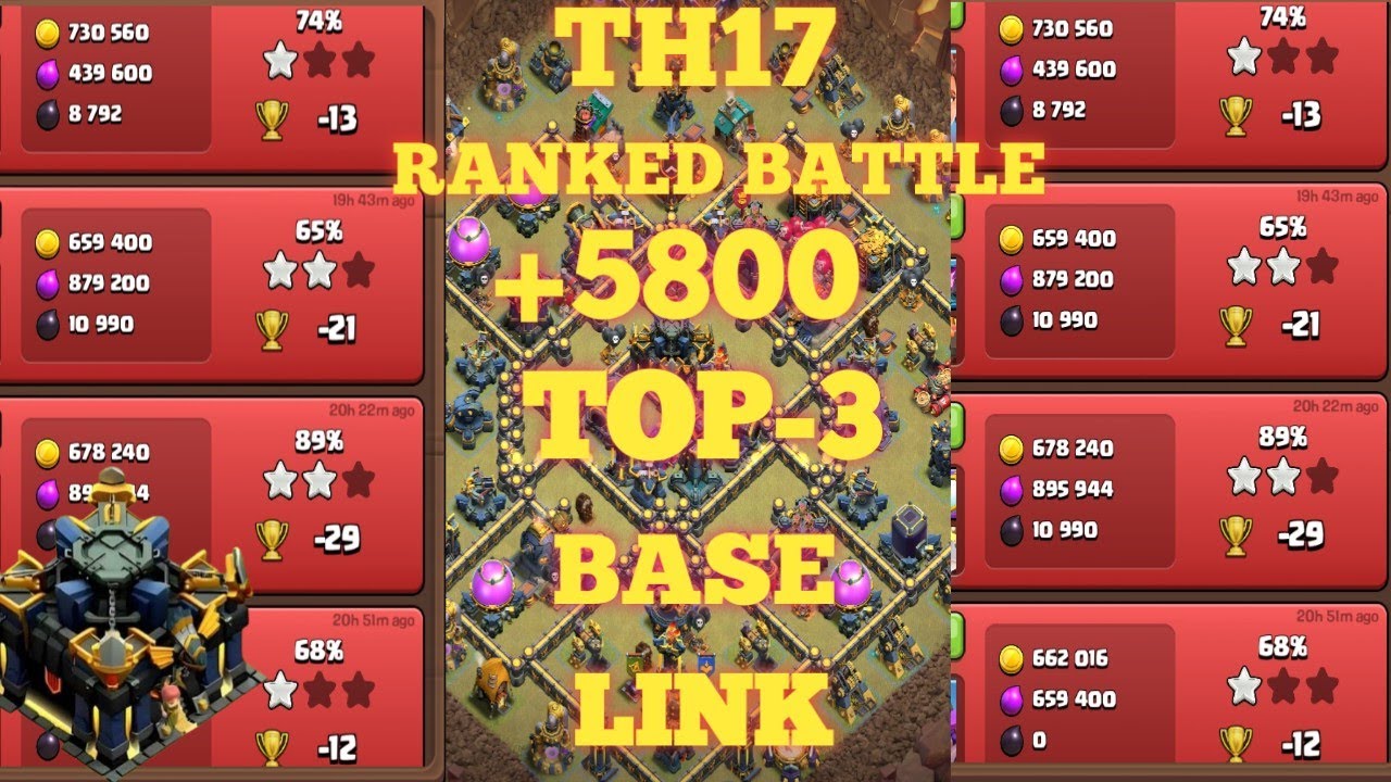 BEST- 3 TH17 LEGEND BASE LINK AT+5800 TROPHIES in 2025 ! TH17 WAR BASE Layouts clash of clan