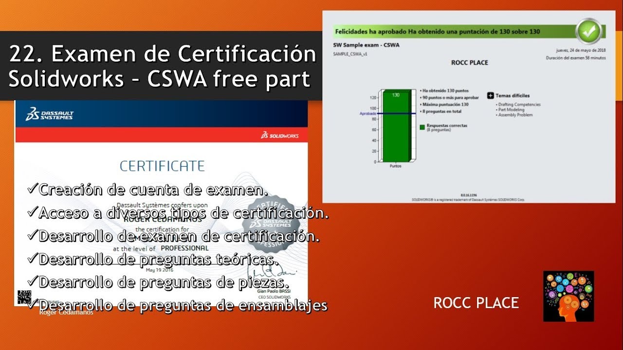 Solidworks Certificación internacional 02_ 22 Desarrollando examen free paso a paso