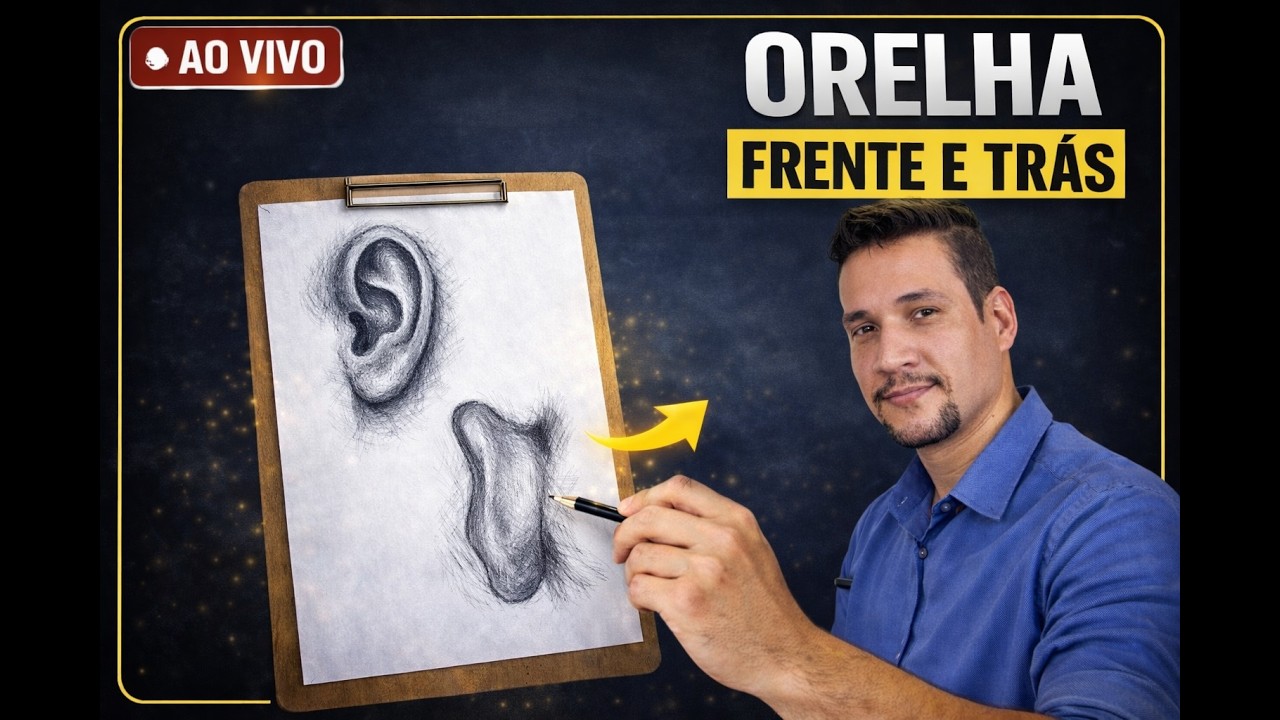 Como desenhar orelha vista de frente e trás | Desenho ao vivo – Dia 11