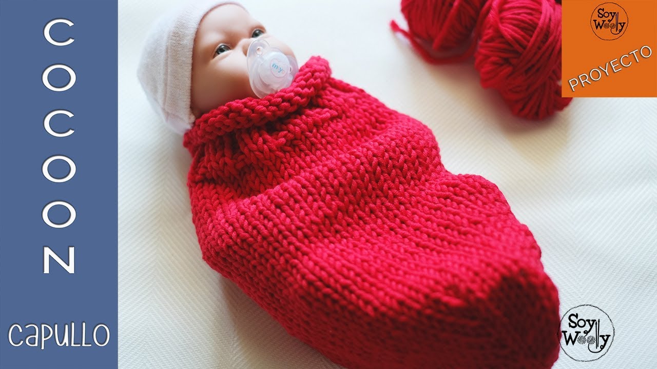 Cocoon-Capullo-Portabebé para recién nacido tejido en dos agujas-Soy Woolly