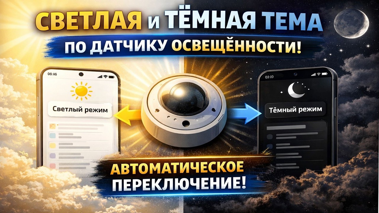 Светлая и тёмная тема по датчику освещённости