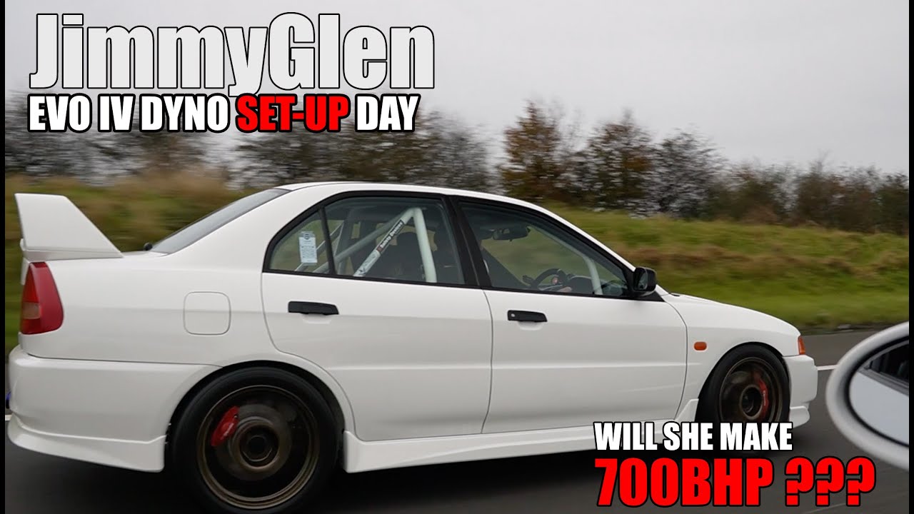 Dzień na wycieczce w stylu Jimmy'ego Glena!! DUŻA TURBO Mitsubishi Evo IV Rolling Road Set - 700 ...
