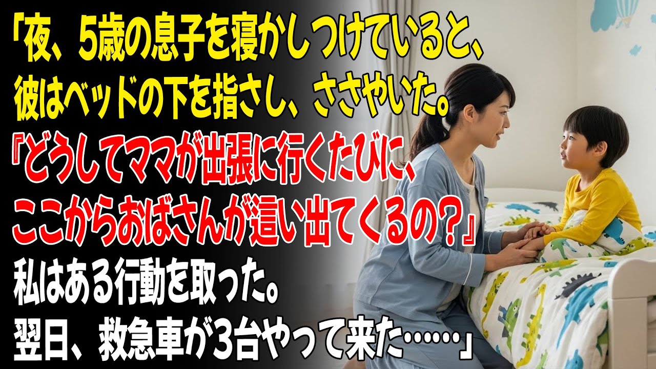 💕「夜、5歳の息子を寝かしつけていると、彼はベッドの下を指さして言った。『どうしてママが出張に行くたびに、ここからおばさんが這い出てくるの？』」😮...ㅣ黄昏恋ㅣ老後の物語ㅣ再婚