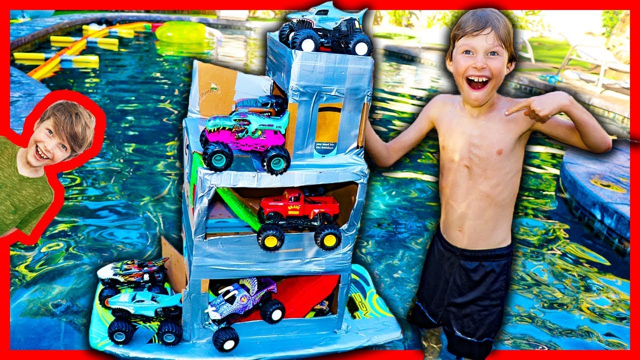 MONSTER TRUCK BOX FORT BOAT TRIPLE DECKER!