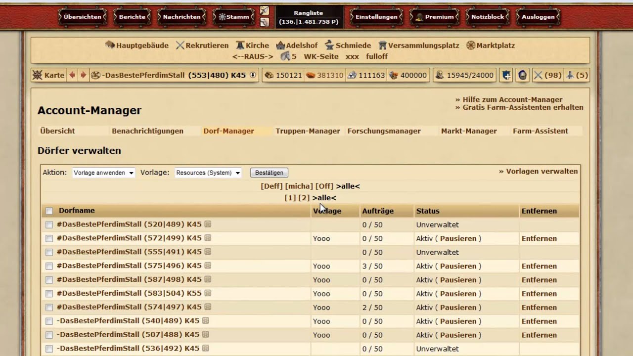 Die Stämme Accountmanager