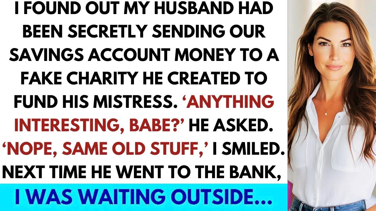 Wife uncovers a fake charity funding a mistress—and sets a sting that sends her husband to jail.