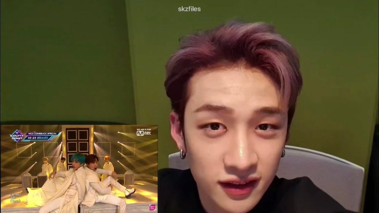 skz bang chan reacting to BTS dionysus & talking about their cover on kbs gayo daechukjae 2020