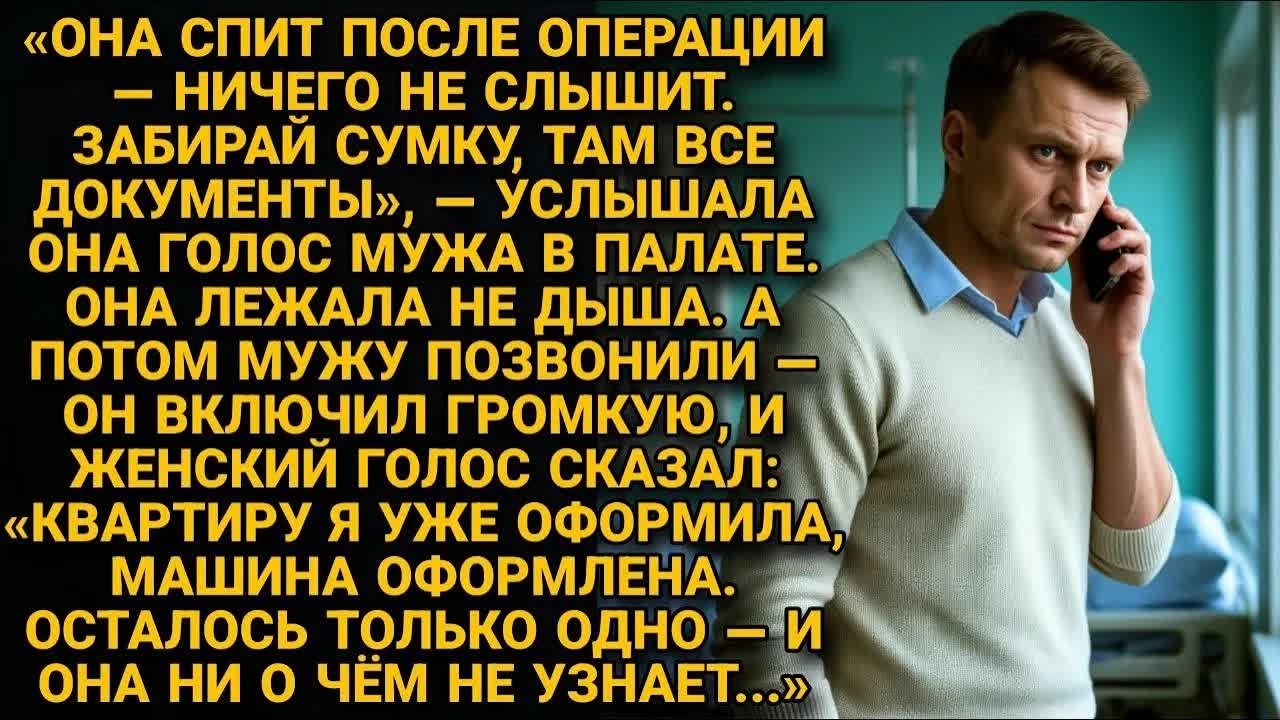 Она притворилась спящей и услышала всё. Пока шла операция — муж уже делил имущество...