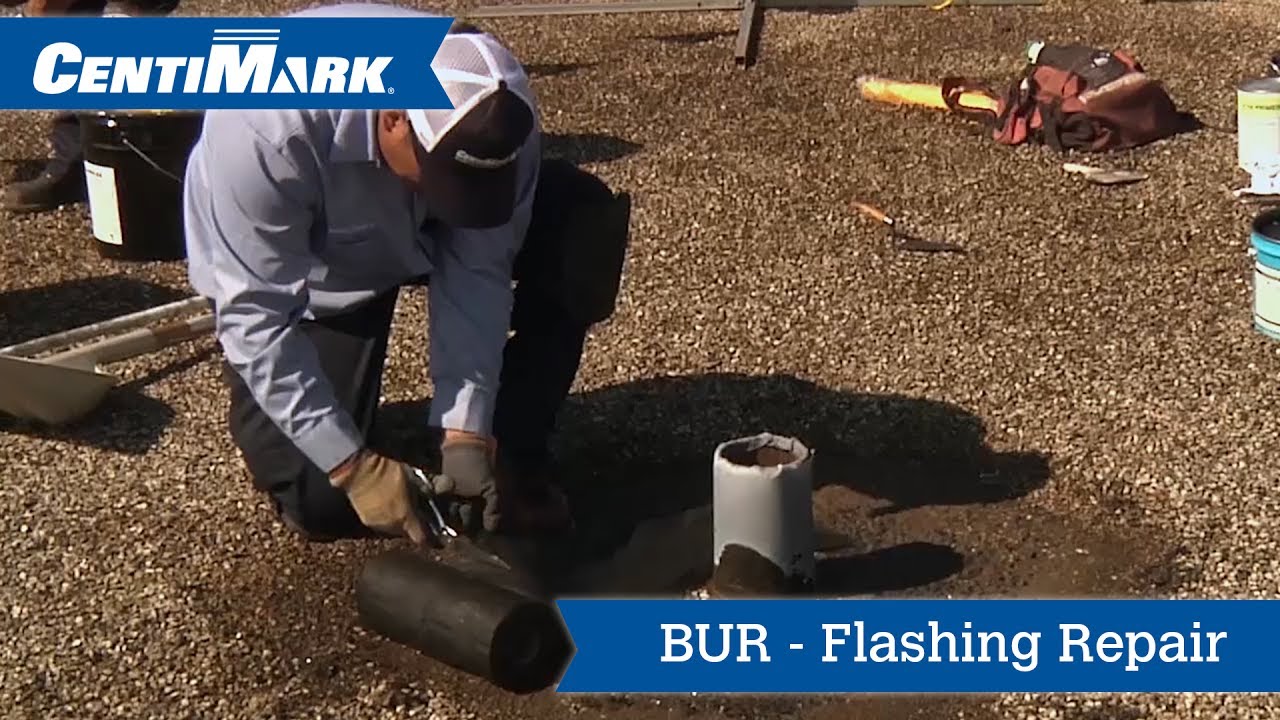 Completing a flashing repair on a Build-Up roof system.