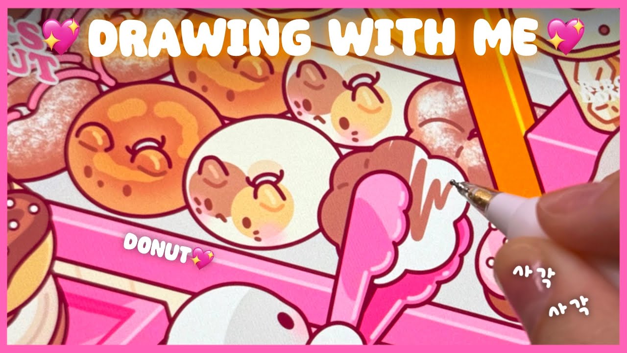 Наполнен милыми мини-пончиками! 💗🍩 iPad ASMR ✏️ + Обзор нового пера | Шумный белый шум 🤍
