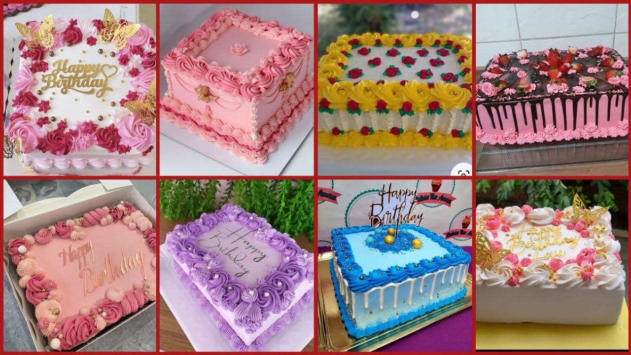 Best Square Shape Cake Decorating ideas | Rectangle Shape Cake Design | Square Cake Design