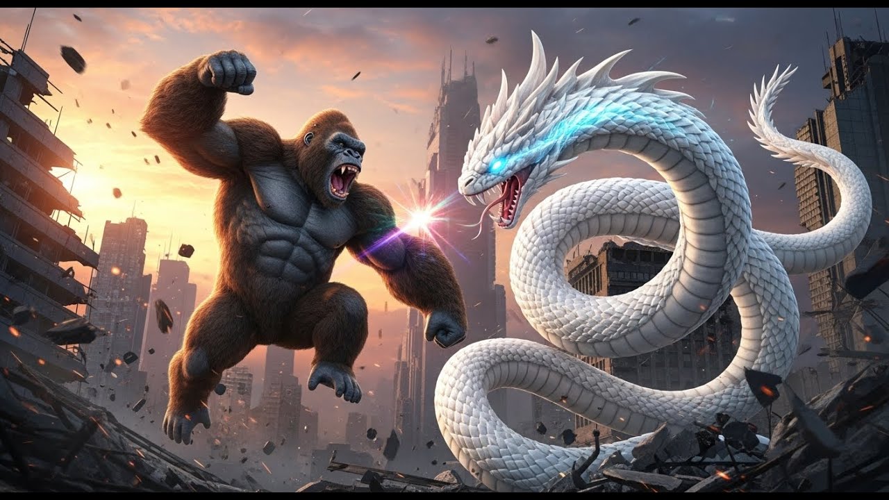 King Kong fights the White Snake Demon: Epic Monster Clash!