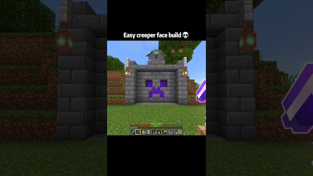 Самые простые моменты постройки лица крипера в Minecraft
