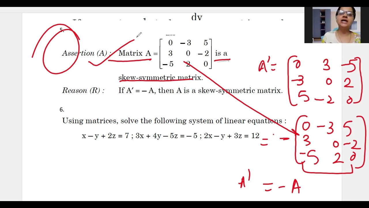 Matrices and Determinants important questions for class 12 Board exam 2026 exam oriented questions