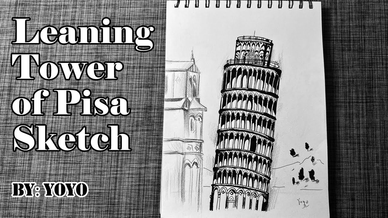 Draw Leaning Tower of Pisa sketch step by step
