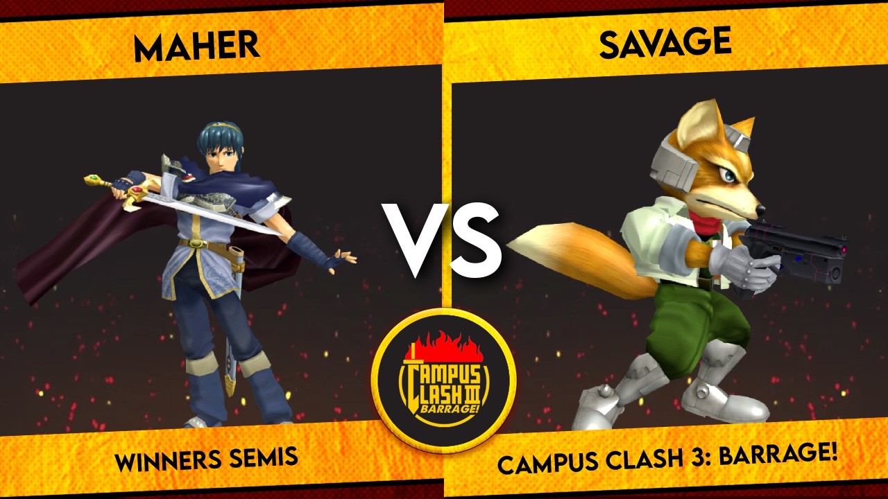 Campus Clash 3 | Maher (Marth) vs Savage (Fox) | Melee Winners Semis
