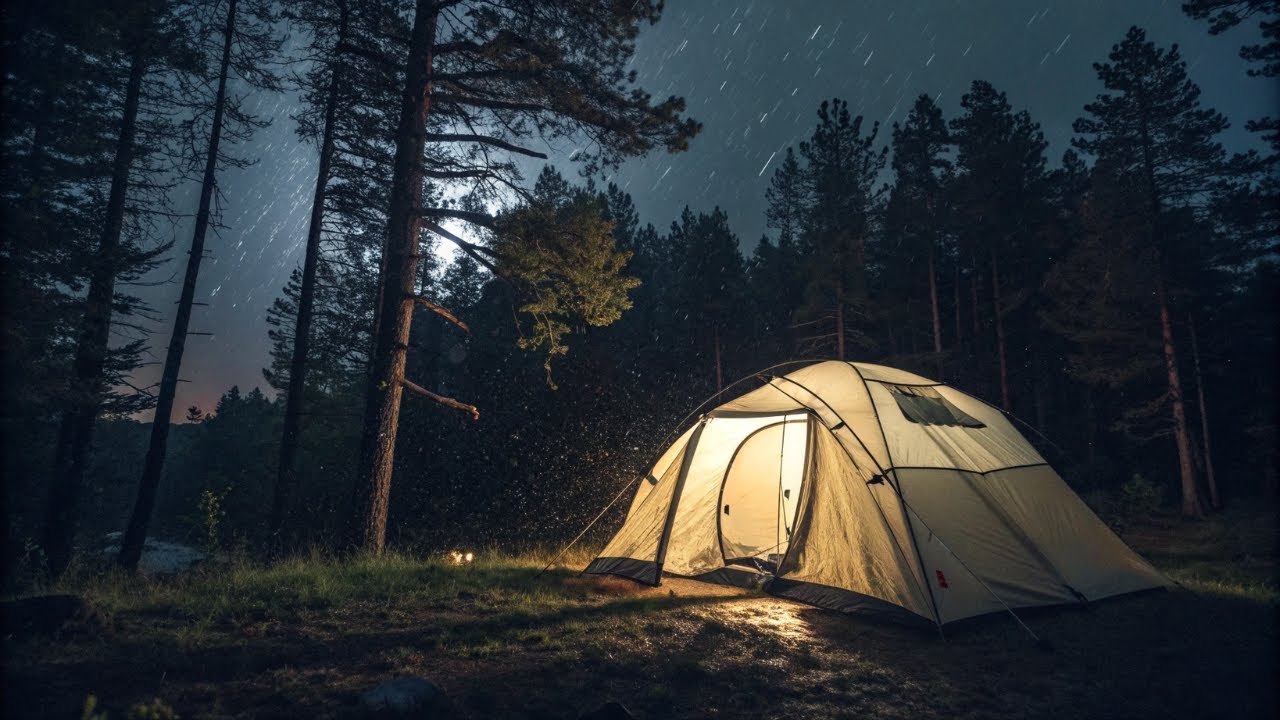 Rain on Tent + Forest Ambience 10 Hours  - Camping Sleep Sounds (No Ads)