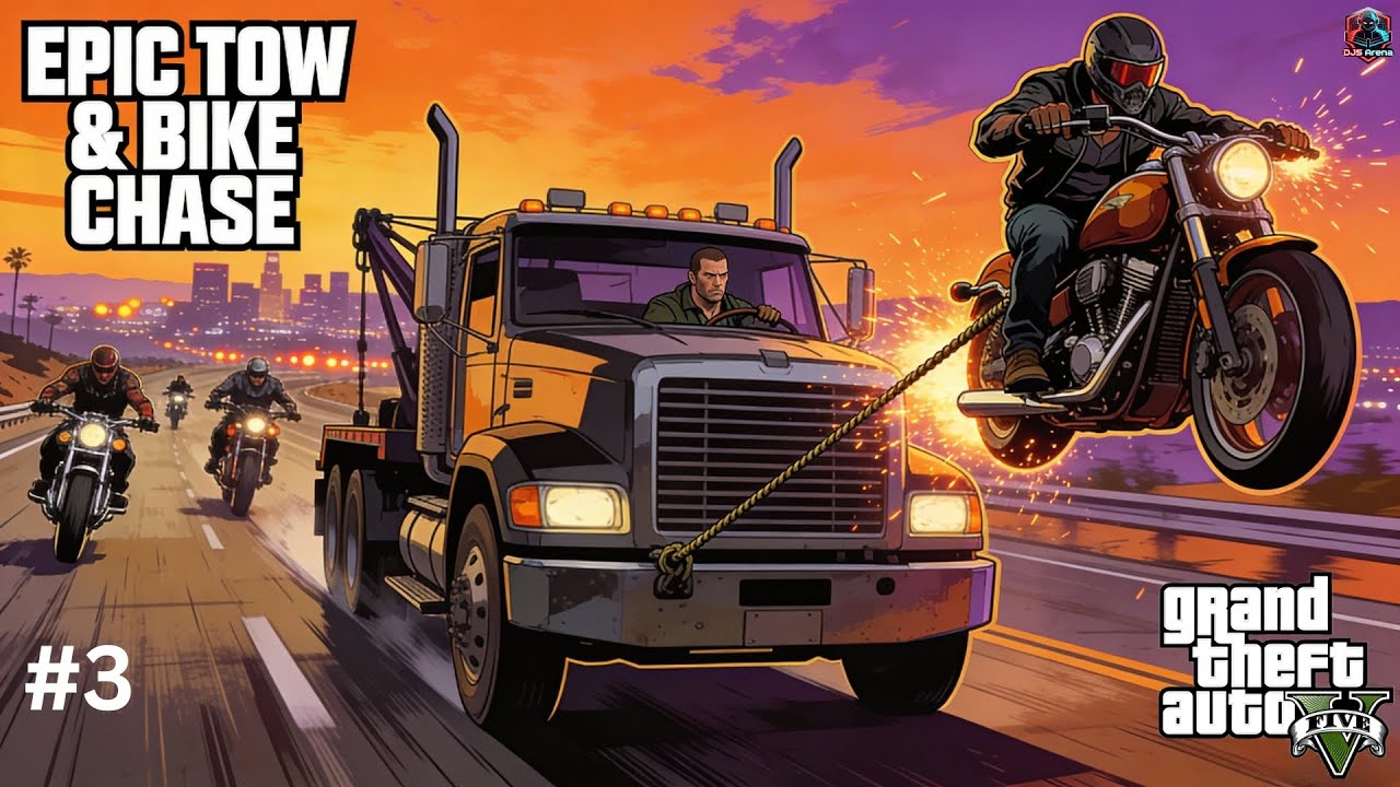 Epic GTA V Mission : Tow, Chase and Take down the BIKERS || DJS Arena #3