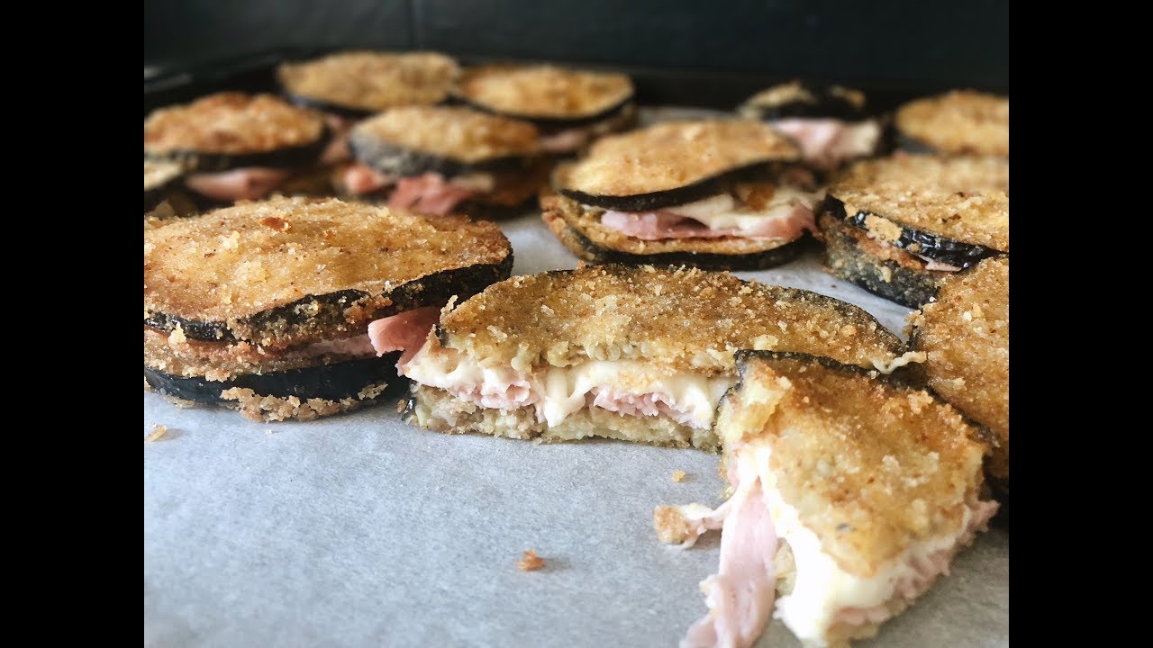 БАКЛАЖАНЫ В КЛЯРЕ С НАЧИНКОЙ ИЗ ВЕТЧИНЫ И МОЦАРЕЛЛЫ
