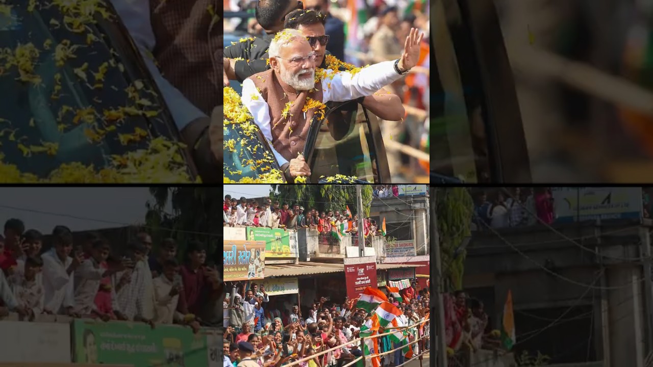 PM Modi gets a warm welcome in Dediapada, Gujarat | #roadshow | #shorts