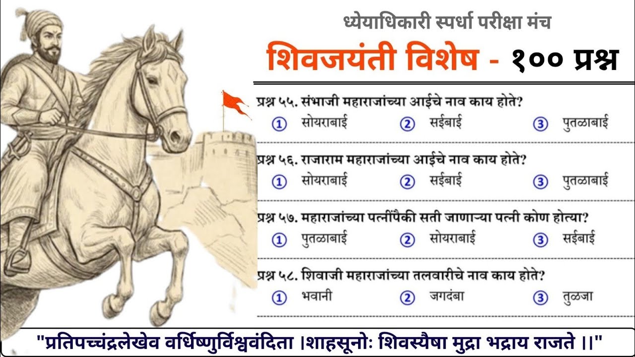 शिवजयंती विशेष सामान्य ज्ञान | ध्येयाधिकारी - अभिजीत सर | #policebharti2025 #शिवजयंती 