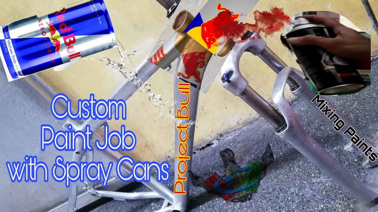 Repainting Bike Frame Using Spray Cans / Red Bull Custom Paint Job