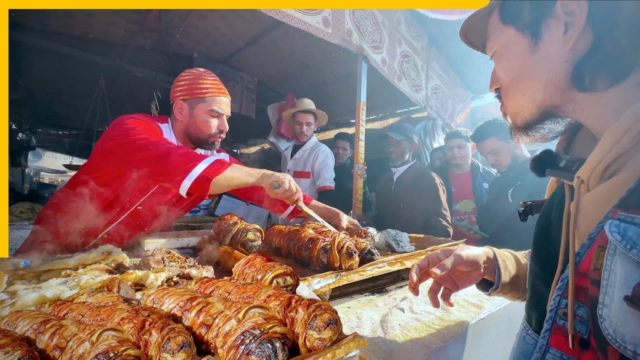 легендарная марокканская уличная еда 🇲🇦 шашлык из баранины на пятничном рынке марракеша