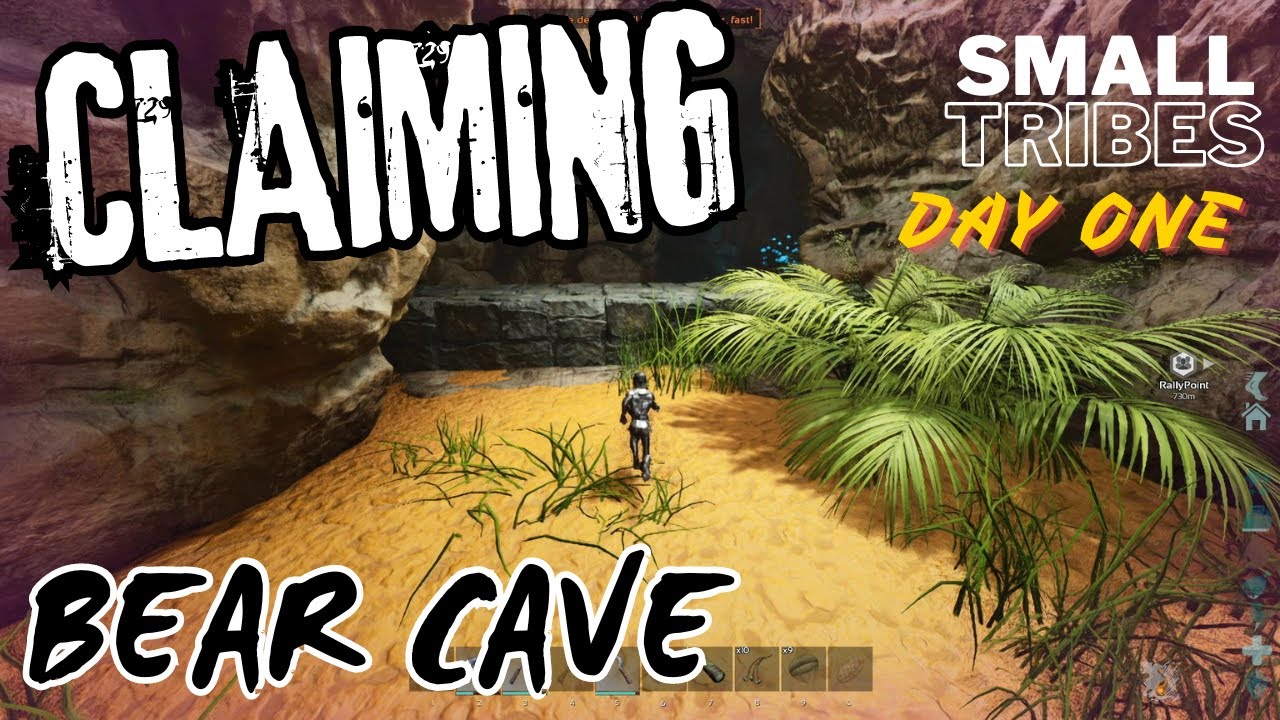 Center Day 1! Claiming Bear Cave! - ARK Small Tribes-ep.1