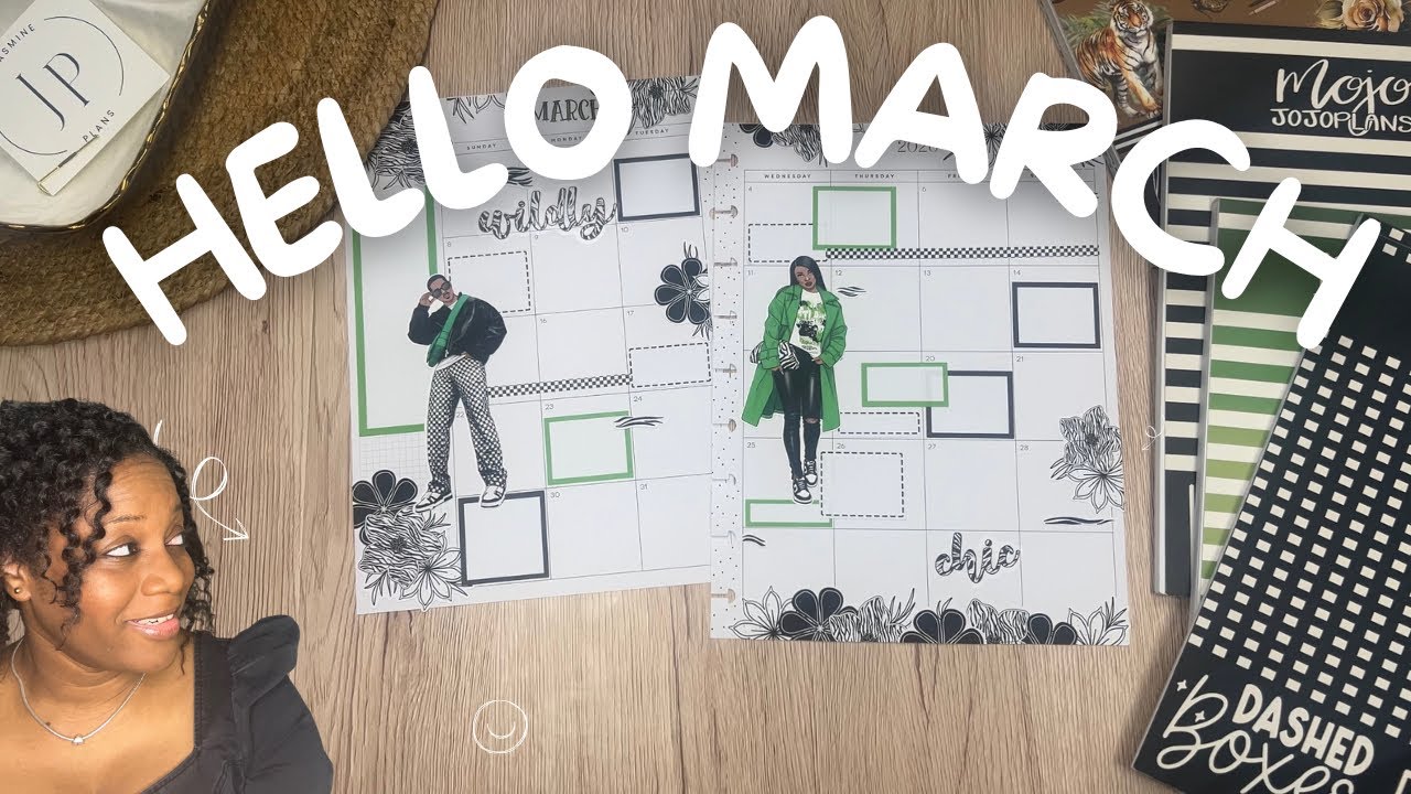 March Monthly Plan With Me ☘️ | Black, White & Green Theme