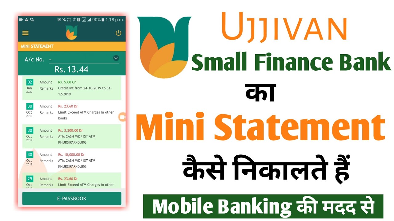 How To Check Ujjivan Bank Account Mini Statement By Mobile Banking.