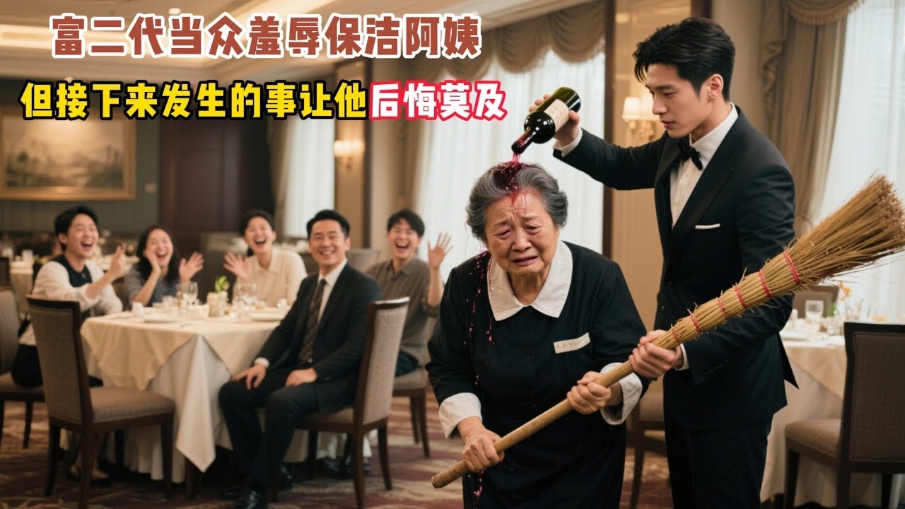 富二代帶著朋友當眾羞辱保潔阿姨，但接下來發生的事讓他後悔莫及！#故事頻道 #感人壹幕 #情感