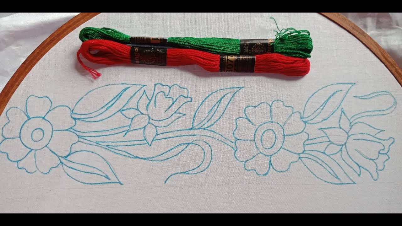 সুন্দর আধুনিক ডিজাইনের ফুলকারি বর্ডার লাইন হাতের সেলাই-3, Hand Embroidery Latest Border line Design