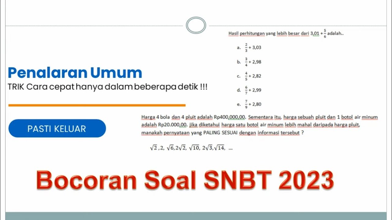 TRIK PENALARAN UMUM TPS SNBT 2023  PASTI KELUAR
