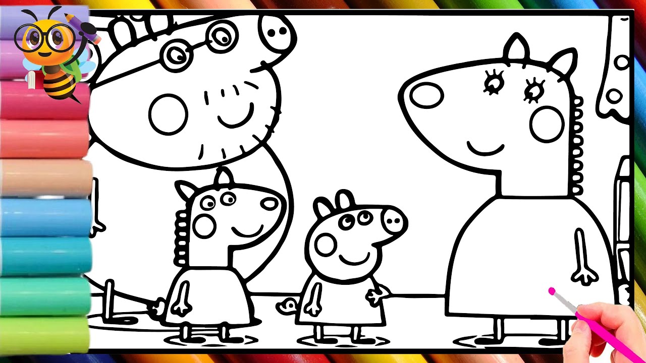 Drawing and Coloring Peppa Pig meet new friend lotte llama . Drawing and Coloring Peppa Pig For Kids