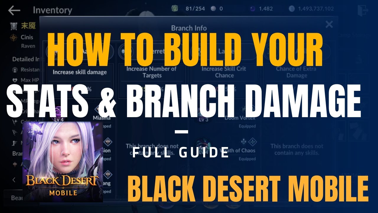 BLACK DESERT MOBILE: HOW TO BUILD YOUR STATS & BRANCH DAMAGE!!! FULL GUIDE!!!