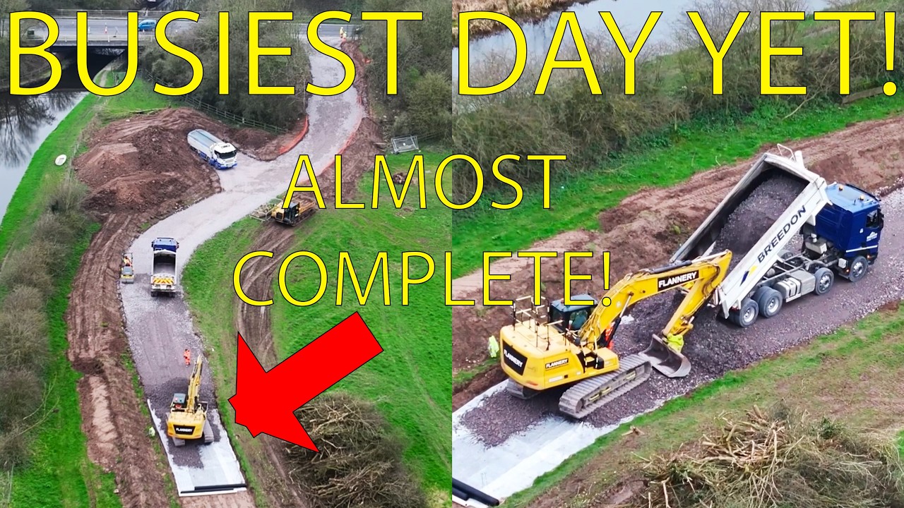 Whitchurch Canal Breach Update, Busiest Day So Far, Track Almost Finished! With Commentary (9thMar)
