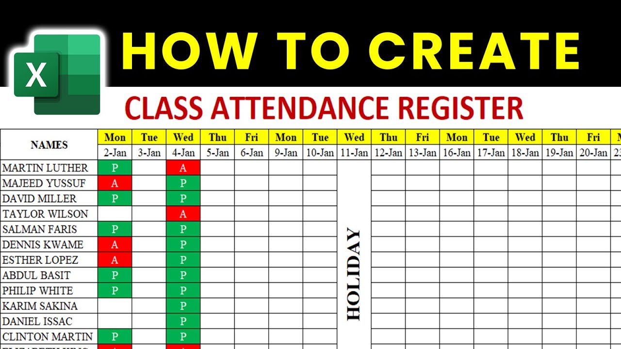 How To Create Attendance Register | Excel Tutorial