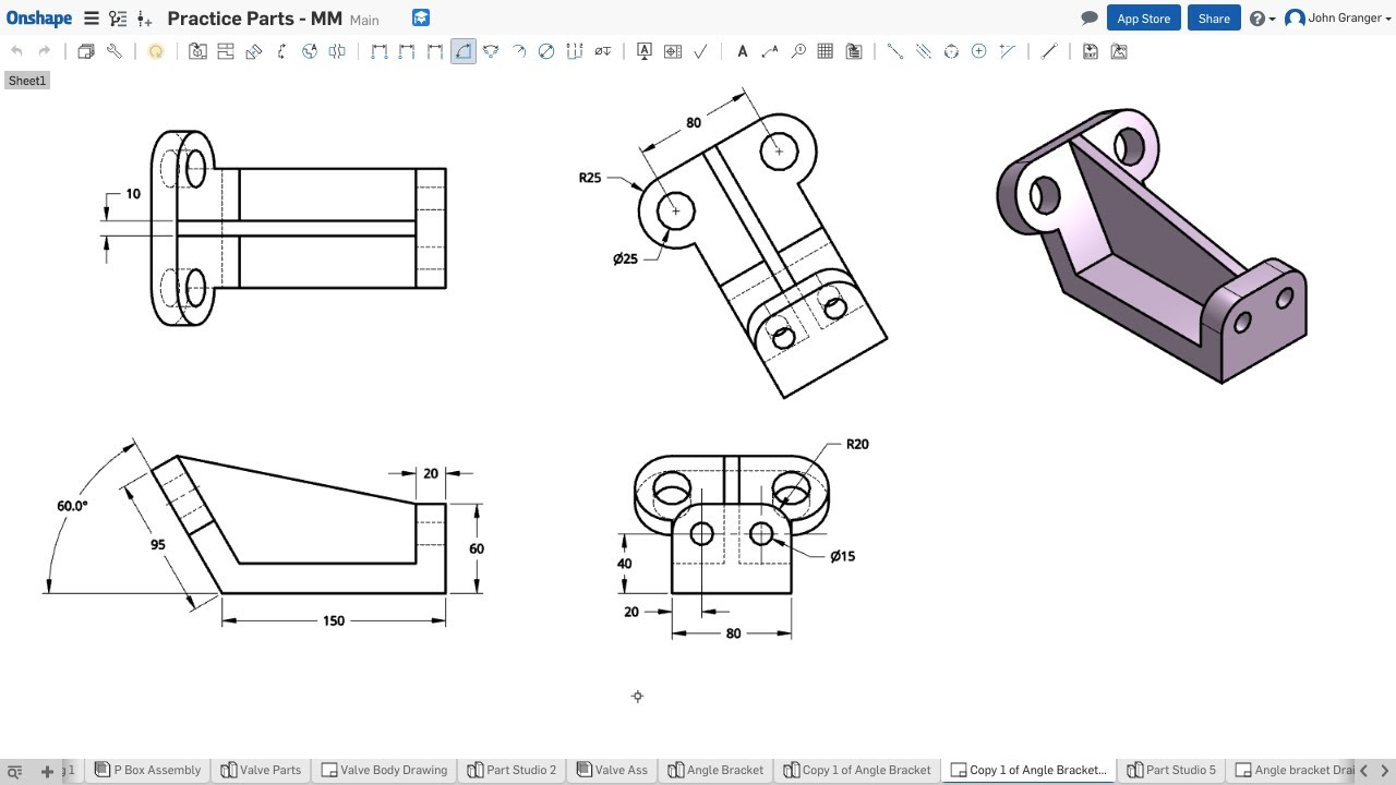 Изучите Onshape — Проект 11 — Угловая скобка