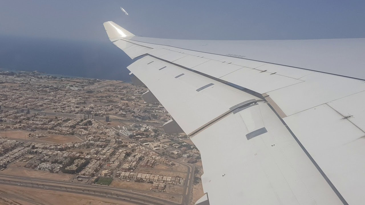 Saudi Airlines takeoff from King Abdulaziz International Airport Jeddah